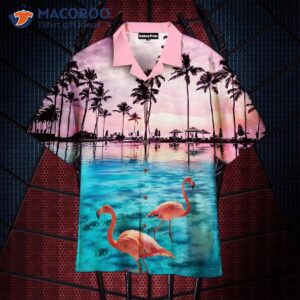 Flamingo-pink And Blue Hawaiian Sunset Shirts