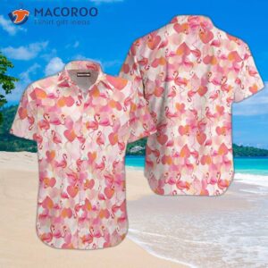 flamingo pink and white hawaiian shirts 0 1