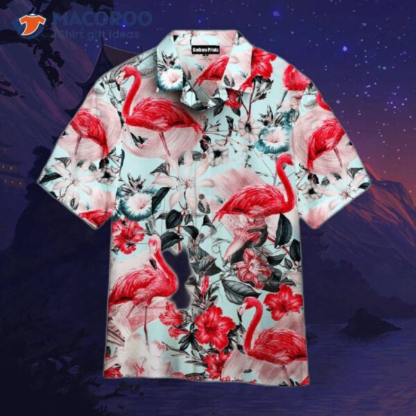 Flamingo-pink Hawaiian Flower Shirt