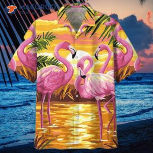 flamingo pink hawaiian shirt 0 1