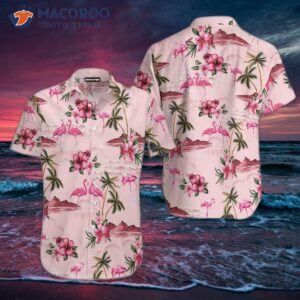 flamingo print tropical pink hawaiian shirts 0 1