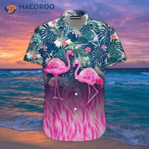 Flamingo-print Tropical Pink Hawaiian Shirts