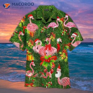 Flamingo-printed Hawaiian Christmas Shirts