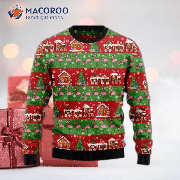 Flamingo Snow Ugly Christmas Sweater