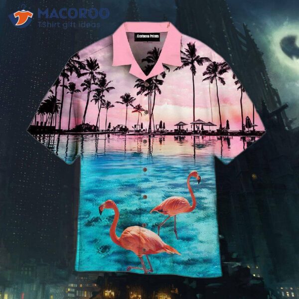 Flamingo Sunset Pink And Blue Hawaiian Shirts