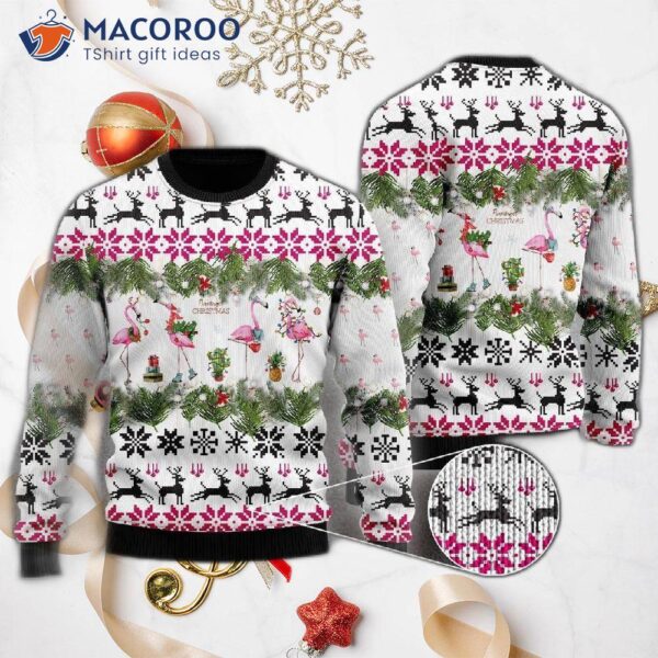 Flamingo-themed Ugly Christmas Sweater