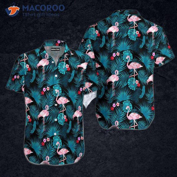 Flamingo Tropical Blue Hawaiian Shirts