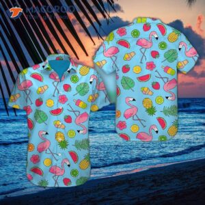 flamingo tropical blue hawaiian shirts 1
