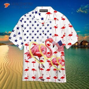 Flamingo White Hawaiian Shirt