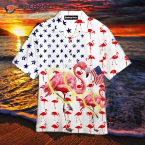 Flamingo White Hawaiian Shirt