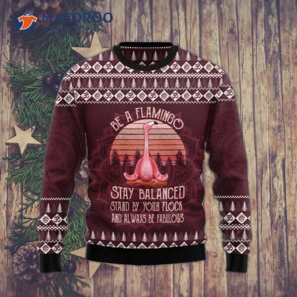 Flamingo Yoga Ugly Christmas Sweater