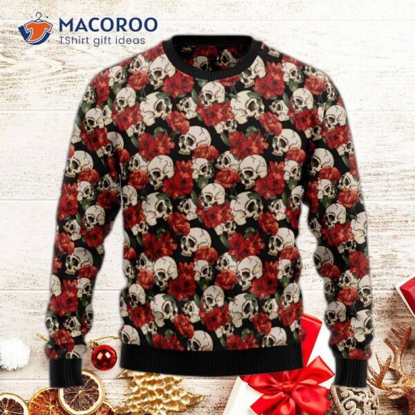 Floral Skull Ugly Christmas Sweater