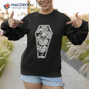floral spooky skull halloween grave and roses occult shirt sweatshirt