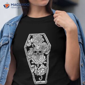 floral spooky skull halloween grave and roses occult shirt tshirt