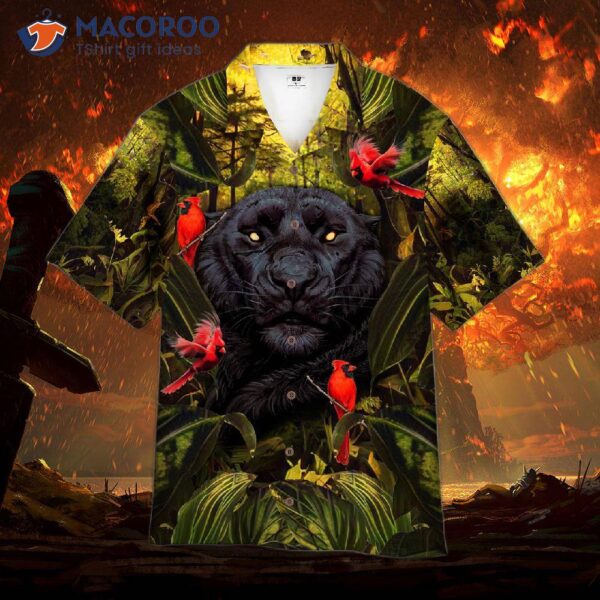 Flower Black Cardinal Panther Hawaiian-style Shirts