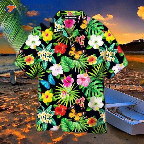 Flowers And Leaves Tropical Pattern Hawaiian Shirts