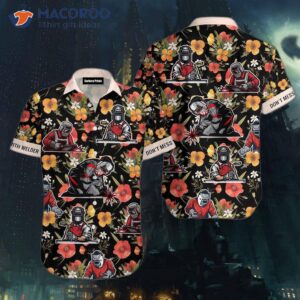 flowers and welders don t mess with welder tropical black pink hawaiian shirts 0
