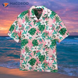 Flowers On A Pink Tropical Patterned Hawaiian Shirt