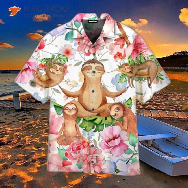 Flowery Yoga Sloth Tropical Hawaiian Shirts