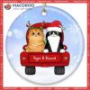 Fluffy Cat On Truck Custom Name Christmas Ceramic Ornament