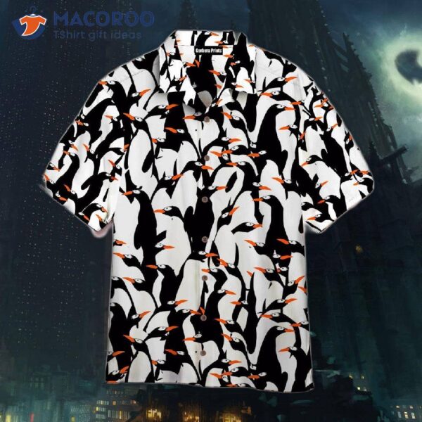 Flying Penguins Black And White Hawaiian Shirt