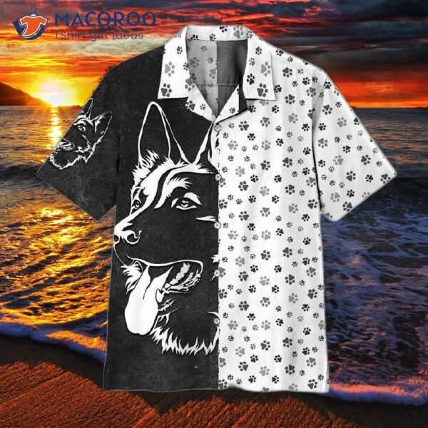 Footprint Dogs Black And White Hawaiian Shirts