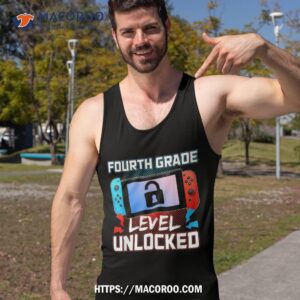 fourth grade level unlocked first day back to school gamer shirt tank top