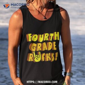 fourth grade rocks retro shirt team 4th grade teacher kids shirt tank top