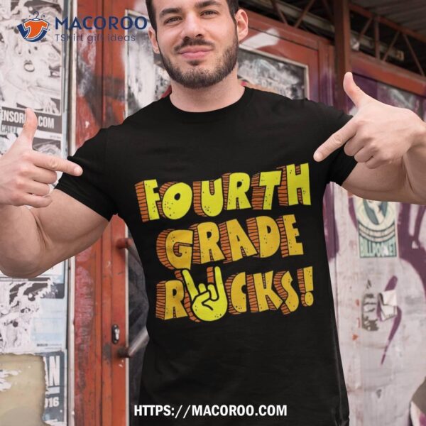 Fourth Grade Rocks Retro Shirt Team 4th Grade Teacher Kids Shirt