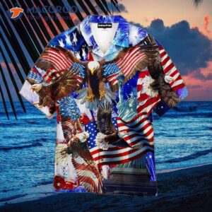 Fourth Of July Outfit: Eagle, Liberty, American Flag, Happy Independence Day, Patriotic Hawaiian Shirts