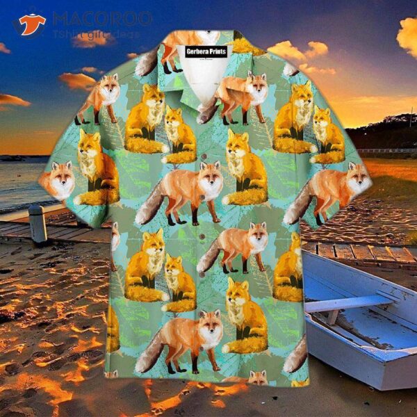 Fox Autumn Leaves Hawaiian Shirts