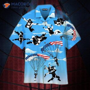 Free American Flag Patriotism Hawaiian Skydiving Shirts