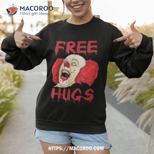 Free Hugs Halloween Evil Killer Scary Clown Horror Gift Shirt, Spooky Bouquet