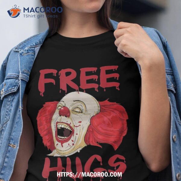 Free Hugs Halloween Evil Killer Scary Clown Horror Gift Shirt, Spooky Bouquet