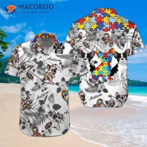 french bulldog autism white hawaiian shirts 0