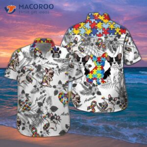 french bulldog autism white hawaiian shirts 1