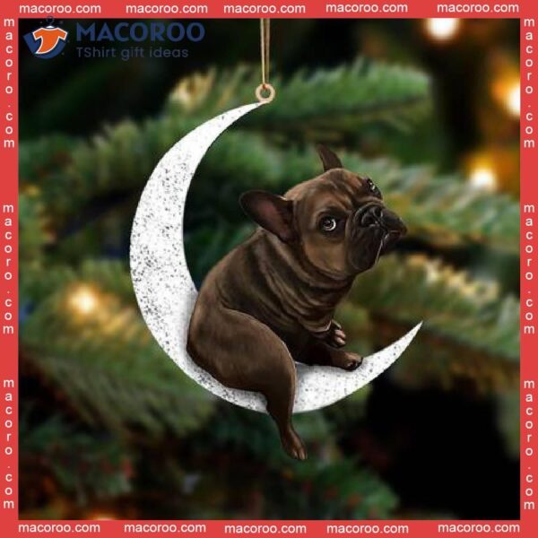 French Bulldog Sitting On The Moon Custom-shaped Christmas Acrylic Ornament