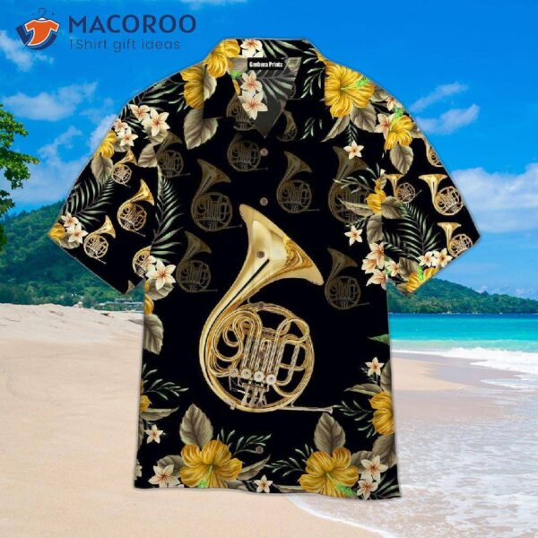 French Horn Black Music Instrument Hawaiian Shirts