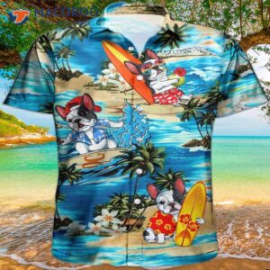 Frenchies Surfing In The Blue Sea Hawaiian Shirts