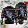 Funny Astronauts Ride A T-rex In Space With The Planet’s Ugly Christmas Sweater.