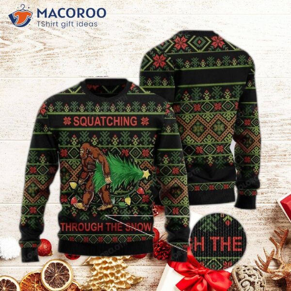 Funny Bigfoot Snow Ugly Christmas Sweater