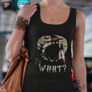 funny cat what black with knife halloween costume shirt tank top 4