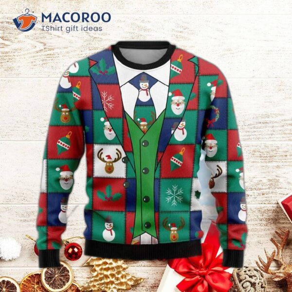 Funny Christmas Elements Blazer And Ugly Sweater