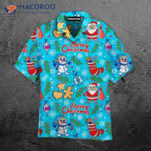 funny christmas hawaiian shirts with a blue pattern 1