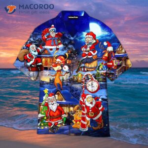 Funny Christmas Hawaiian Shirts With A “hi From Santa Claus” Message.