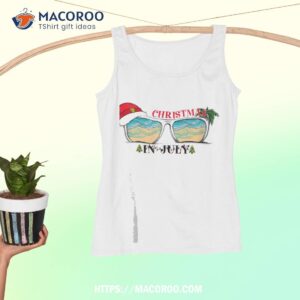 funny christmas in july sunglasses hat summer beach vacation shirt tank top