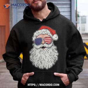 Funny Christmas Santa Hat 4th Of July Patriotic Usa Flag Shirt