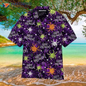 Funny, Creepy, Spooky Spider Pattern Hawaiian Shirts
