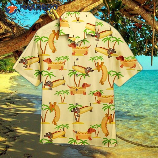 Funny Dachshund Hot Dog Hawaiian Shirt