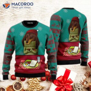 Funny Dachshund-printed Ugly Christmas Sweater